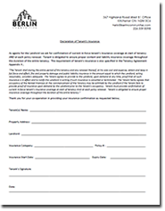 Declaration of Tenants Insurance