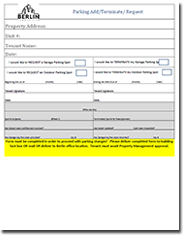 Parking Add/Terminate Request